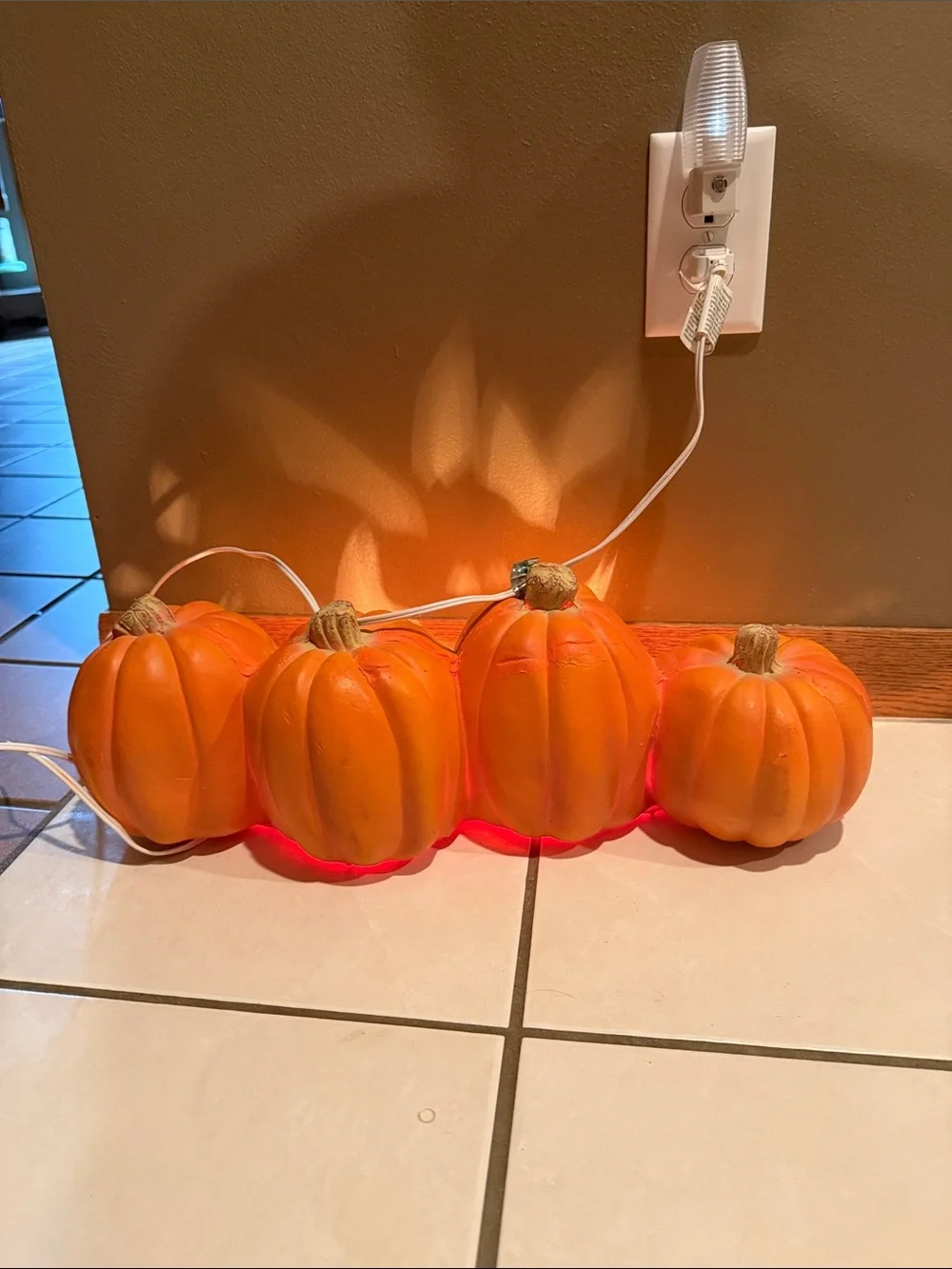 Vintage Trendmasters 4 Horizontal Foam Pumpkin Light Up Jack-O-Lantern 1995